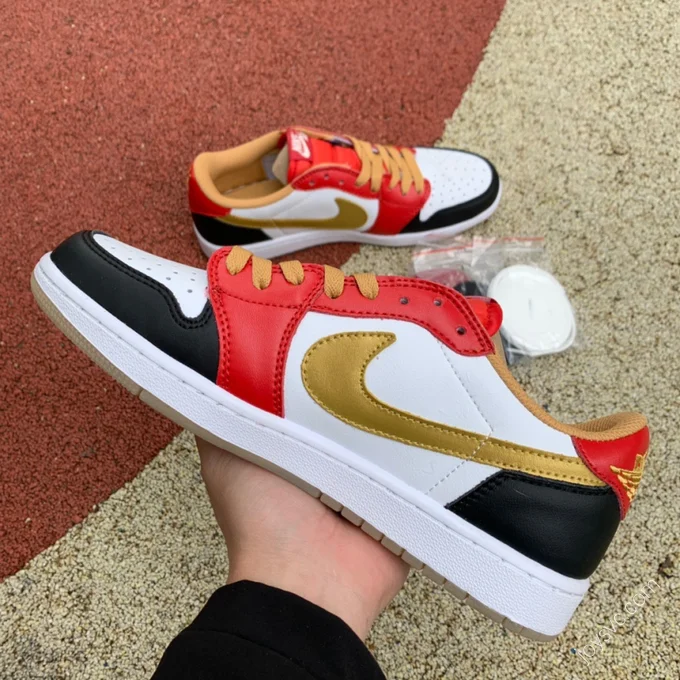 Travis Scott x Air Jordan 1 Low Black White Red Gold Hook DM7866-0