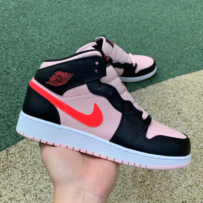 Air Jordan 1 Mid Black Pink Sneakers 554725-604