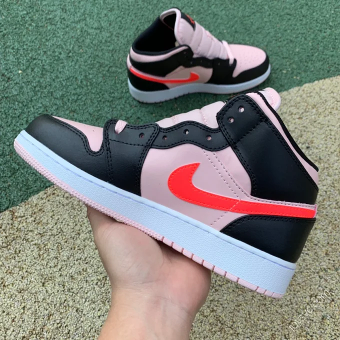 Air Jordan 1 Mid Black Pink Sneakers 554725-604