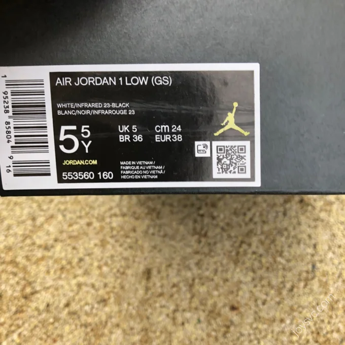 Air Jordan 1 Low Black White Red 553560-160