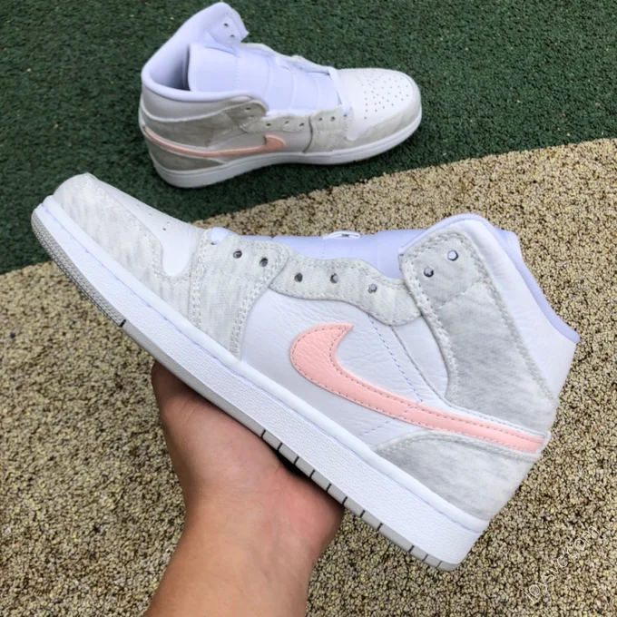 Air Jordan 1 Mid SE WMNS White Grey Pink Sneakers DN4045-001