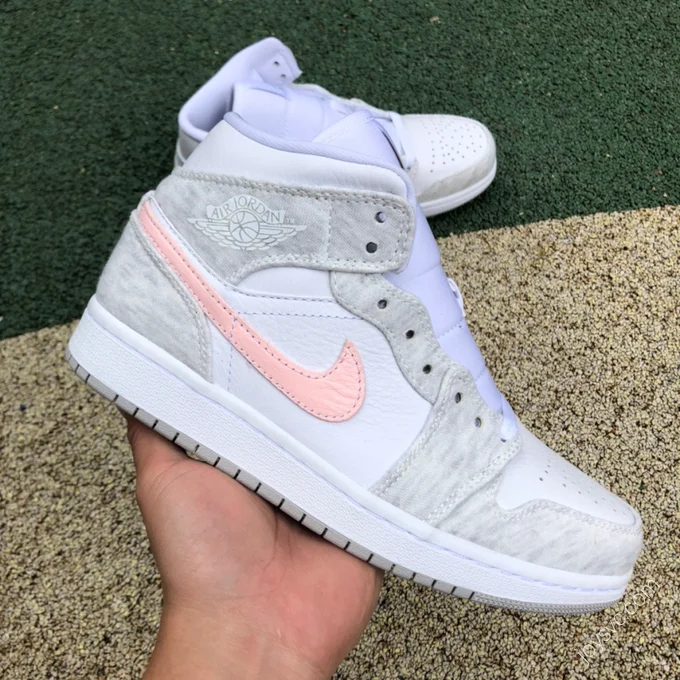 Air Jordan 1 Mid SE WMNS White Grey Pink Sneakers DN4045-001