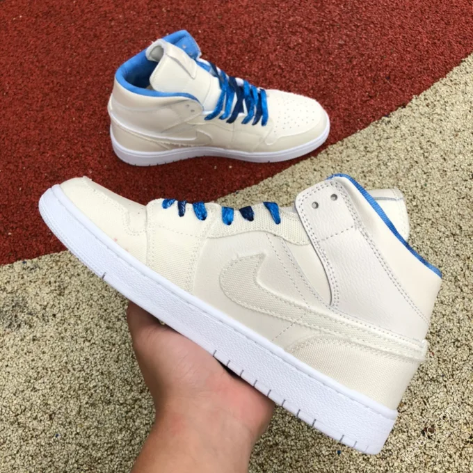 Air Jordan 1 Mid SE Beige Blue Sneakers DM9126-104