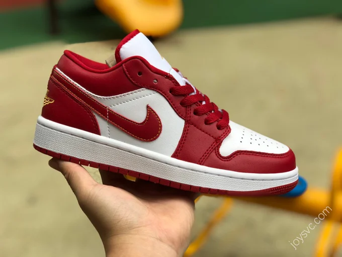 Air Jordan 1 Low White Red Sneakers 553560-607