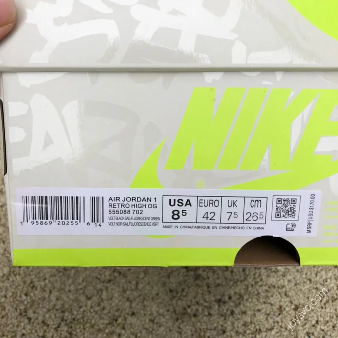 Air Jordan 1 High OG Volt High-Top Sneaker 555088-702