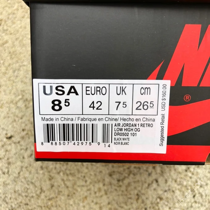 Air Jordan 1 Low Homage Color Black White DR0502-101