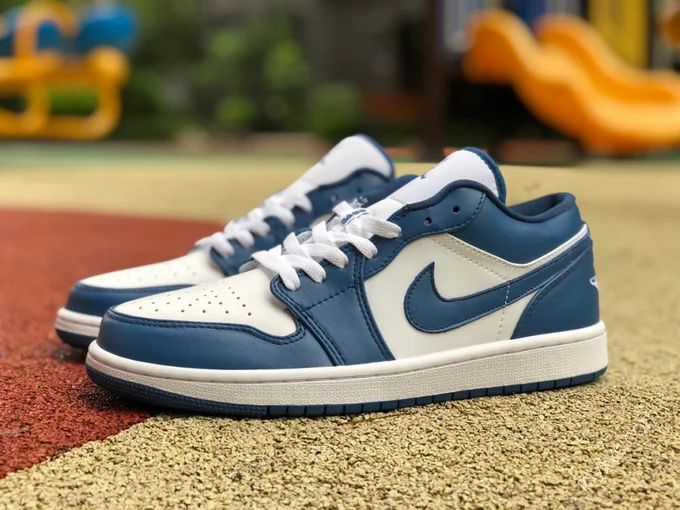 Air Jordan 1 Low White Blue Navy Sneakers DC0774-114