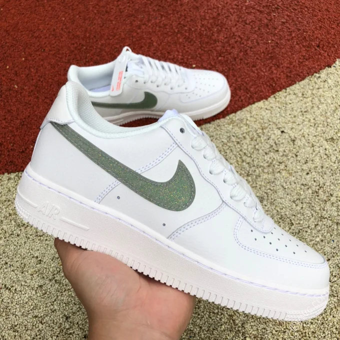 Nike Air Force 1 Low '07 White/Green Glitter Swoosh DH4407-101