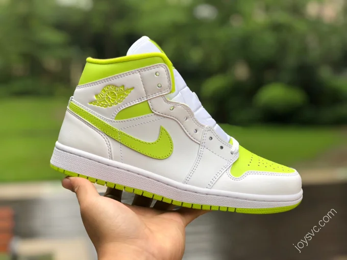 Air Jordan 1 Mid White Green Lime Sneakers BQ6472-131