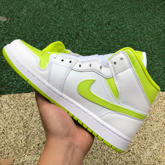 Air Jordan 1 Mid White Green Lime Sneakers BQ6472-131