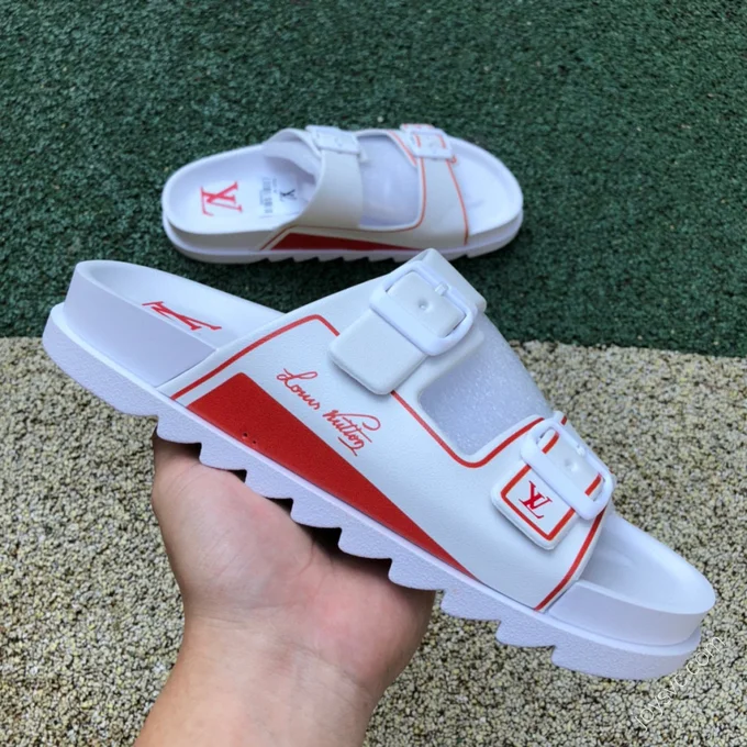 LOUIS VUITTON Slides White Red