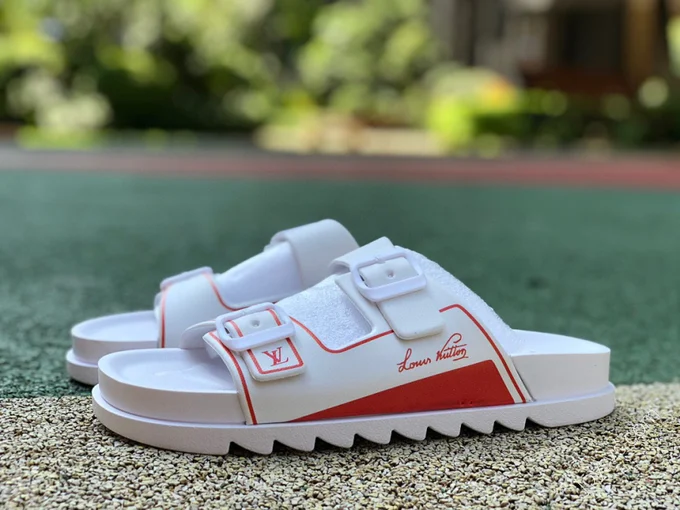 LOUIS VUITTON Slides White Red