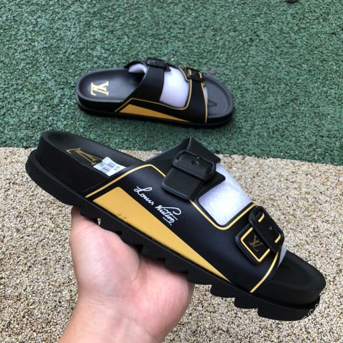 LOUIS VUITTON Slides Black Yellow