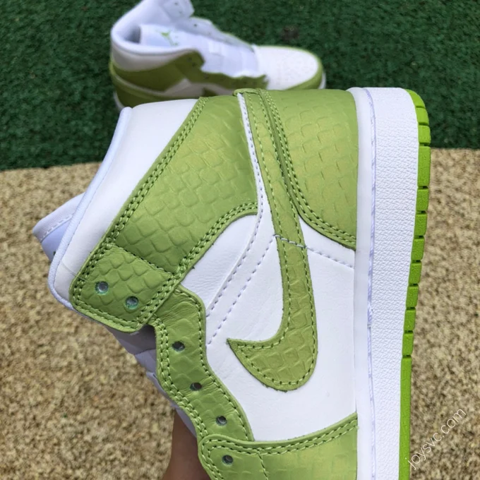 Air Jordan 1 Mid SE White Green Snakeskin Sneakers DV2959-113