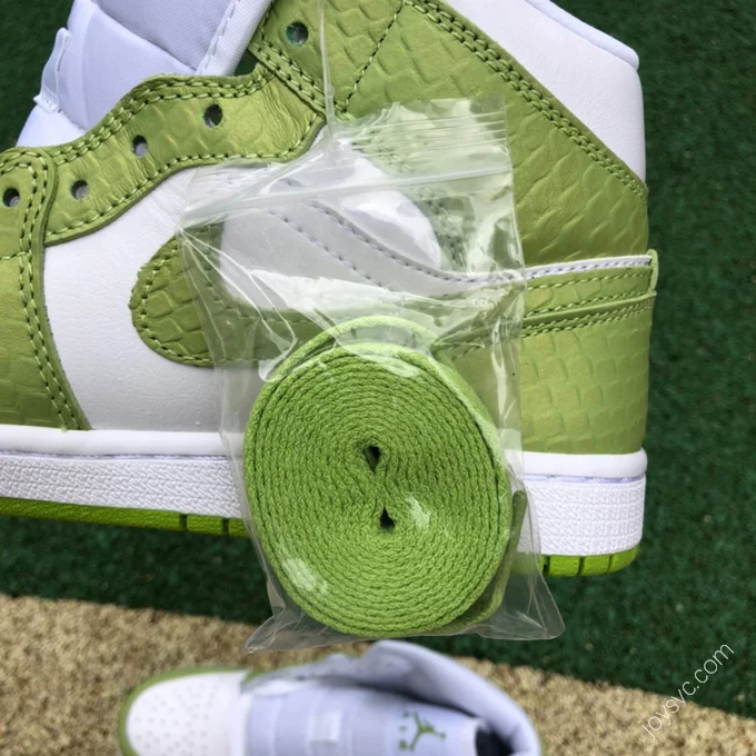 Air Jordan 1 Mid SE White Green Snakeskin Sneakers DV2959-113