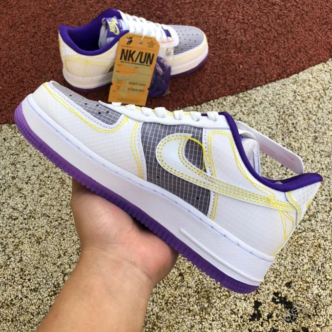 Union LA x Nike AF1 Low White Purple Stitching Sneakers CJ9649-500