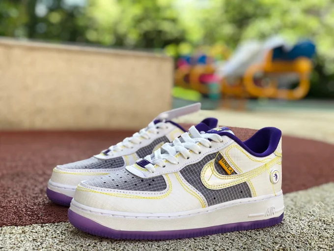 Union LA x Nike AF1 Low White Purple Stitching Sneakers CJ9649-500