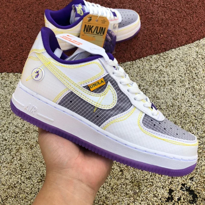 Union LA x Nike AF1 Low White Purple Stitching Sneakers CJ9649-500