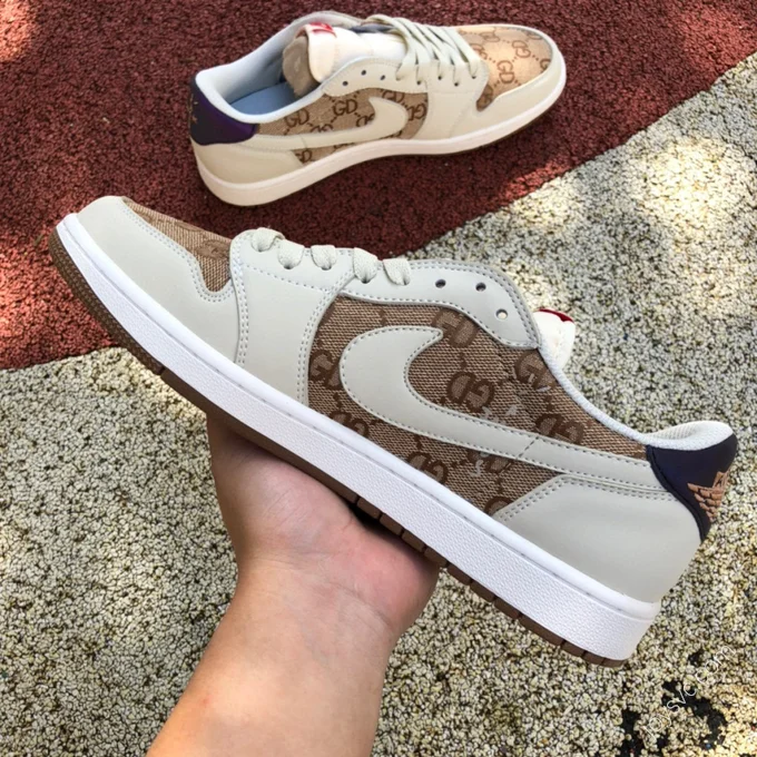 Travis Scott x Air Jordan 1 Low Gucci White Brown DM7