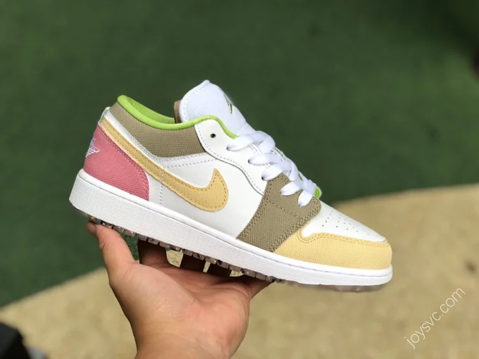 Air Jordan 1 Low White Pink Brown Sneakers DJ0341-100