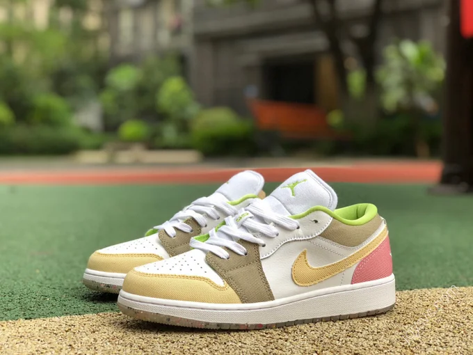 Air Jordan 1 Low White Pink Brown Sneakers DJ0341-100