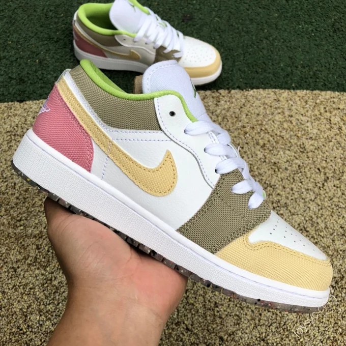 Air Jordan 1 Low White Pink Brown Sneakers DJ0341-100