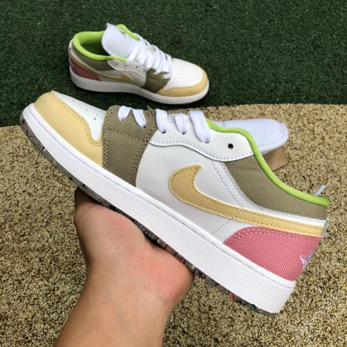 Air Jordan 1 Low White Pink Brown Sneakers DJ0341-100