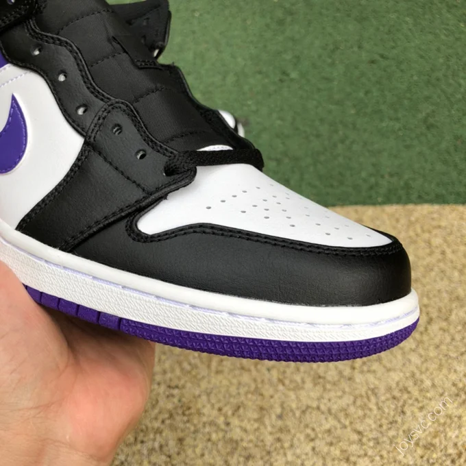 Air Jordan 1 Mid Black White Purple Sneakers 554724-095