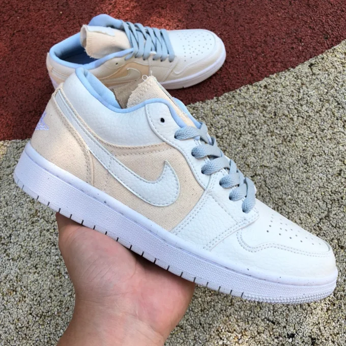 Air Jordan 1 Low Canvas Grey Blue Classic Low-Top Sneaker DQ4151-500