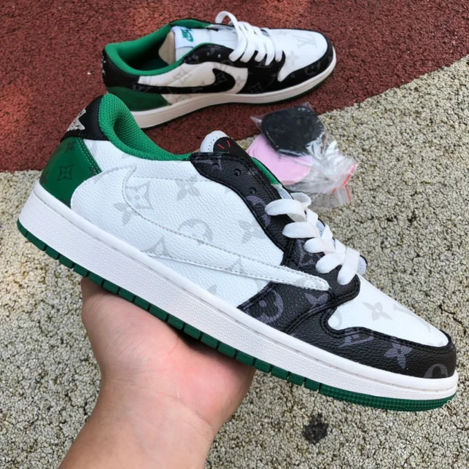 Travis Scott x Nike Air Jordan 1 Low Green White Sneakers DM7866-