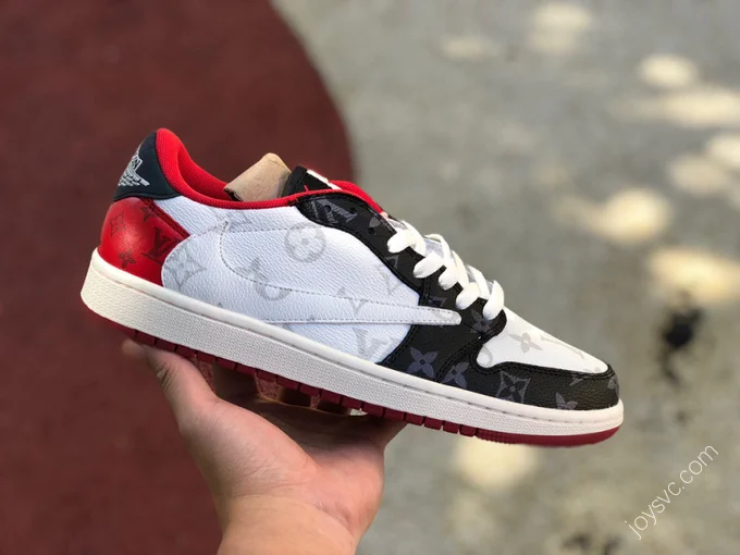 Travis Scott x Nike Air Jordan 1 Low Red Black White Sneakers DM7866