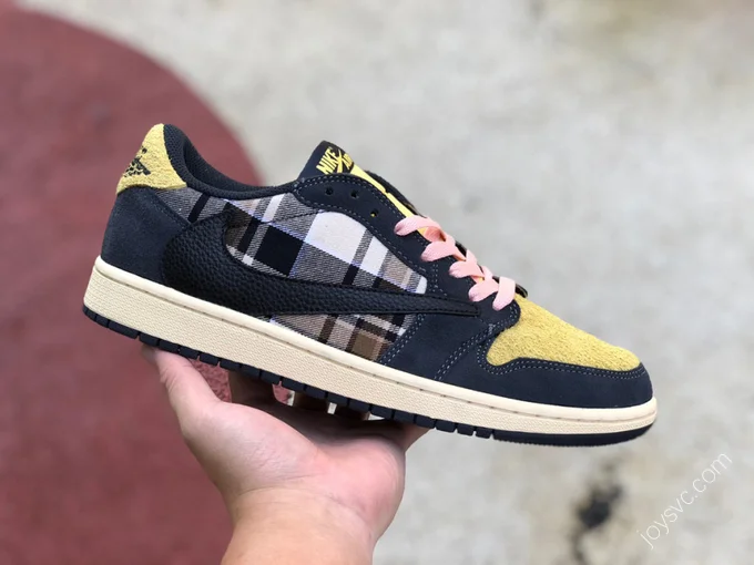 Travis Scott x Air Jordan 1 Low Black Yellow Grid CQ4277-618