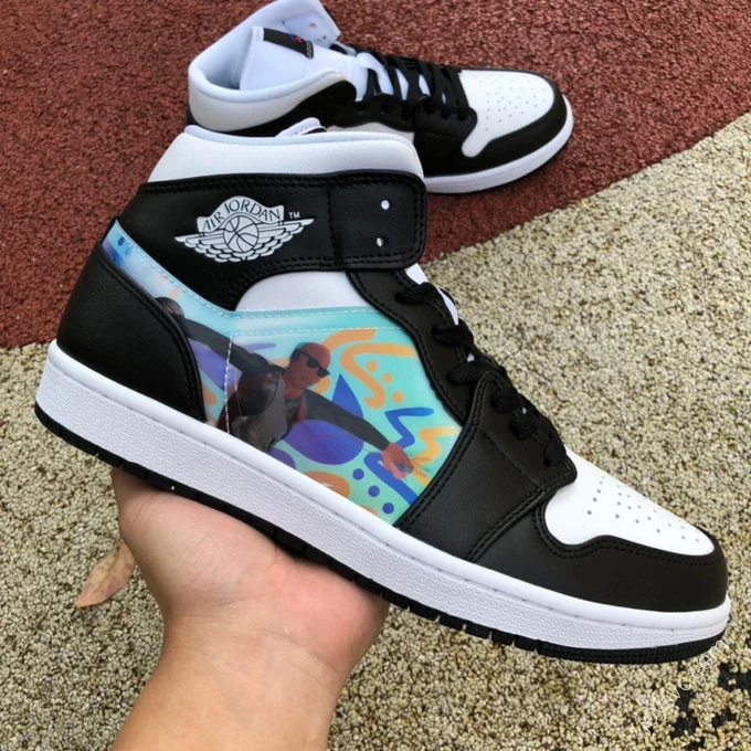 Air Jordan 1 Black White Pattern Sneakers DR9495-001