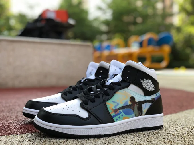 Air Jordan 1 Black White Pattern Sneakers DR9495-001