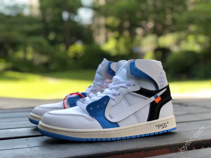 Off-White x Air Jordan 1 White Blue Sneakers 50818-168