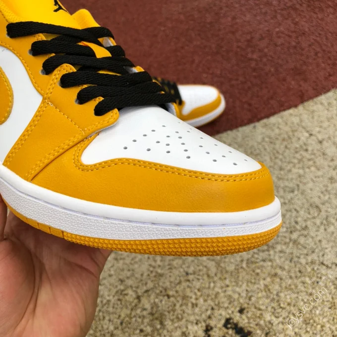 Air Jordan 1 Low White Yellow Black Sneakers 553558-701