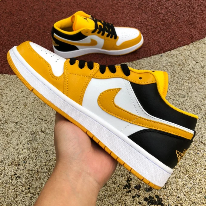 Air Jordan 1 Low White Yellow Black Sneakers 553558-701