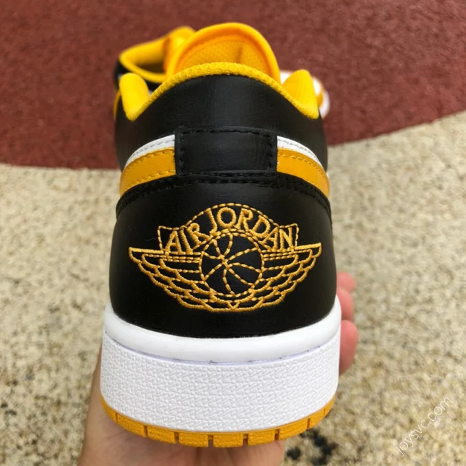 Air Jordan 1 Low White Yellow Black Sneakers 553558-701