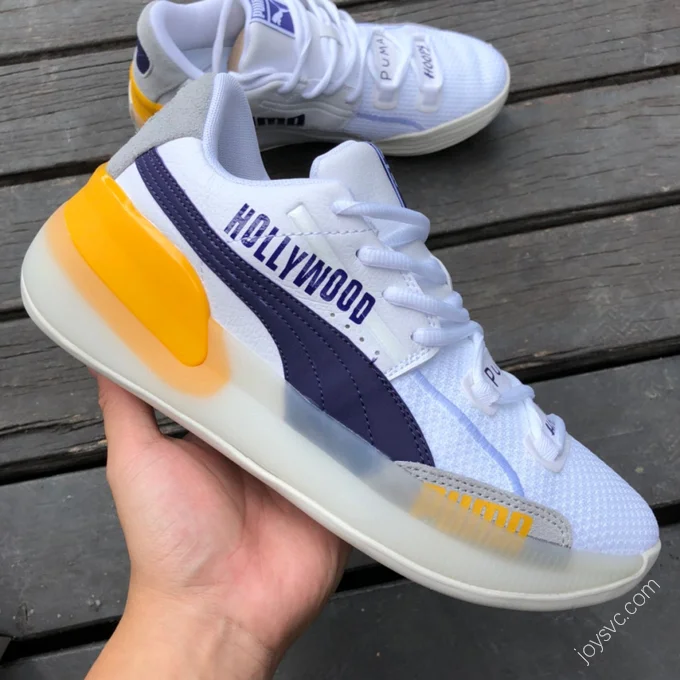 Puma Clyde Hardwood Purple Yellow White