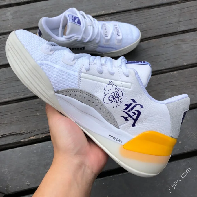 Puma Clyde Hardwood Purple Yellow White