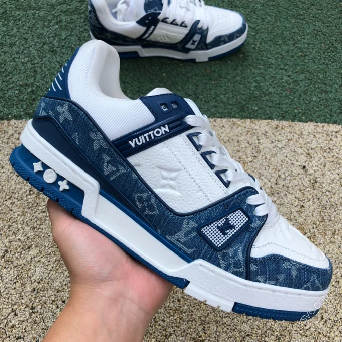 LOUIS VUITTON Trainer White Denim Blue