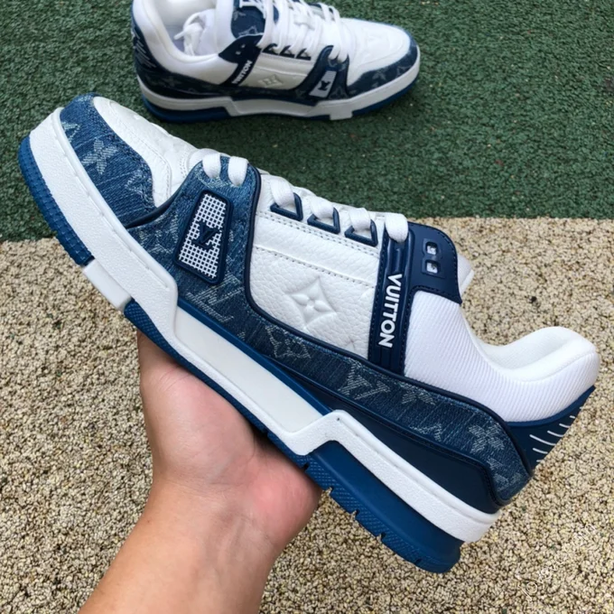 LOUIS VUITTON Trainer White Denim Blue