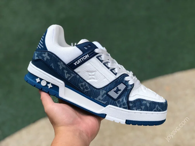 LOUIS VUITTON Trainer White Denim Blue