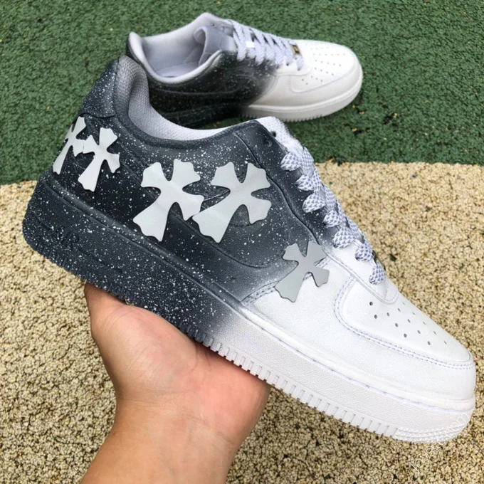 Nike AF1 Low Distressed White Black Custom Sneakers