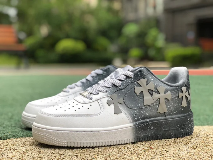 Nike AF1 Low Distressed White Black Custom Sneakers