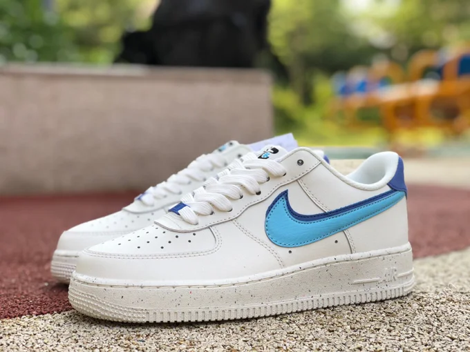 Nike Air Force 1 White/Blue Stacked Swoosh DQ0359-100