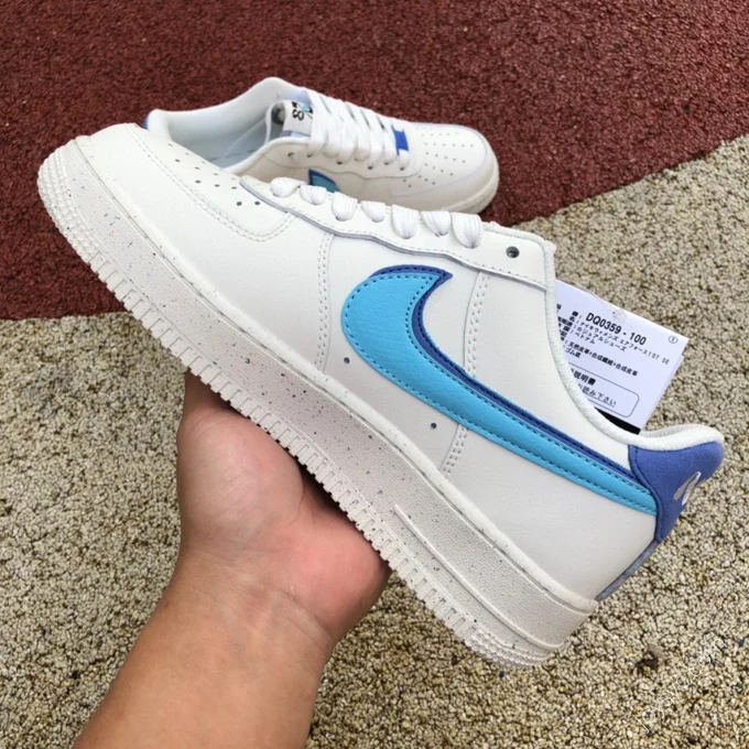 Nike Air Force 1 White/Blue Stacked Swoosh DQ0359-100