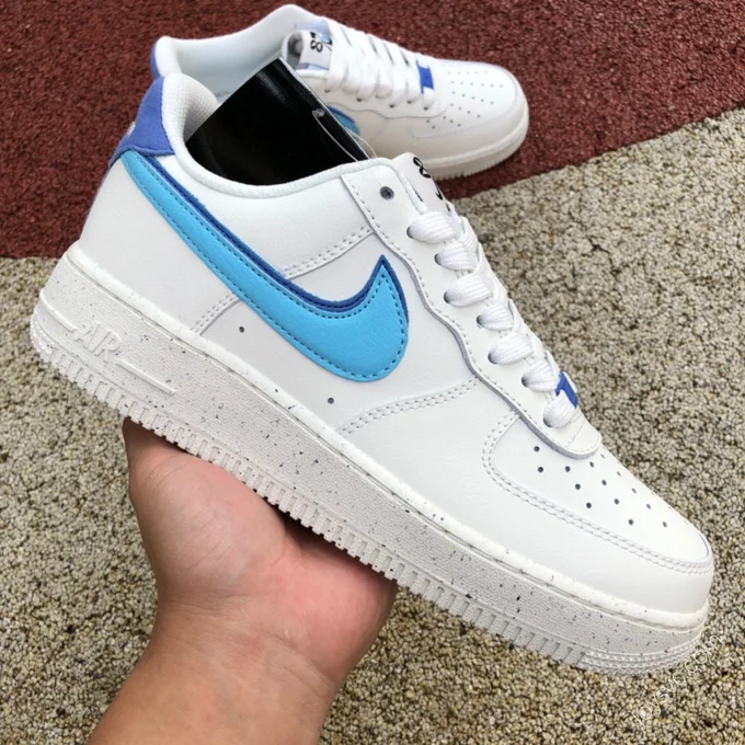 Nike Air Force 1 White/Blue Stacked Swoosh DQ0359-100