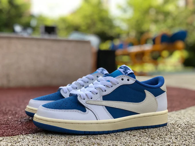 Travis Scott x Air Jordan 1 Low White Blue DQ4277-212