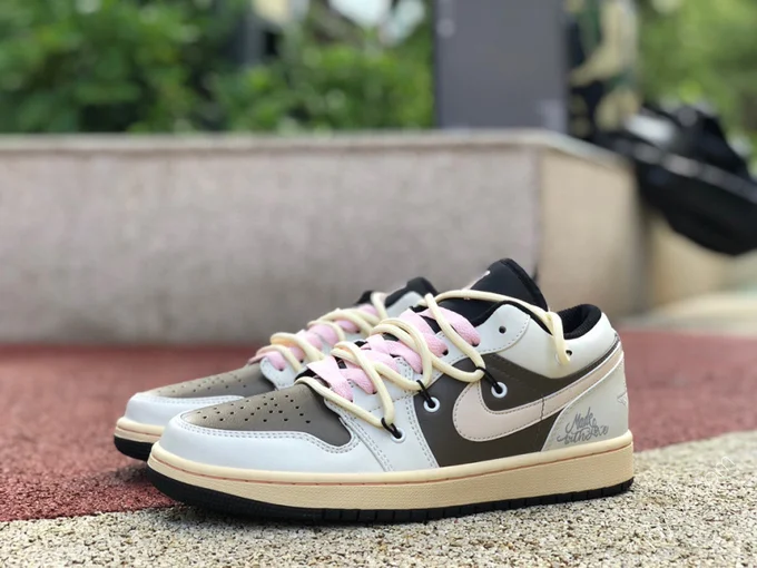 Air Jordan 1 Low White Brown Pink Sneakers 553558-062